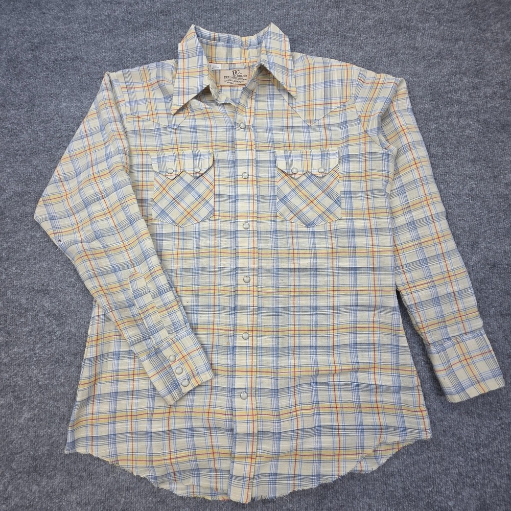 VINTAGE H Bar C Western Pearl Snap Shirt Men's Medium Plaid Sawtooth
